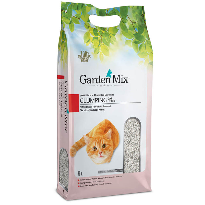 Gardenmix Bentonit Parfümsüz İnce Taneli Topaklanan Kedi Kumu 5 L