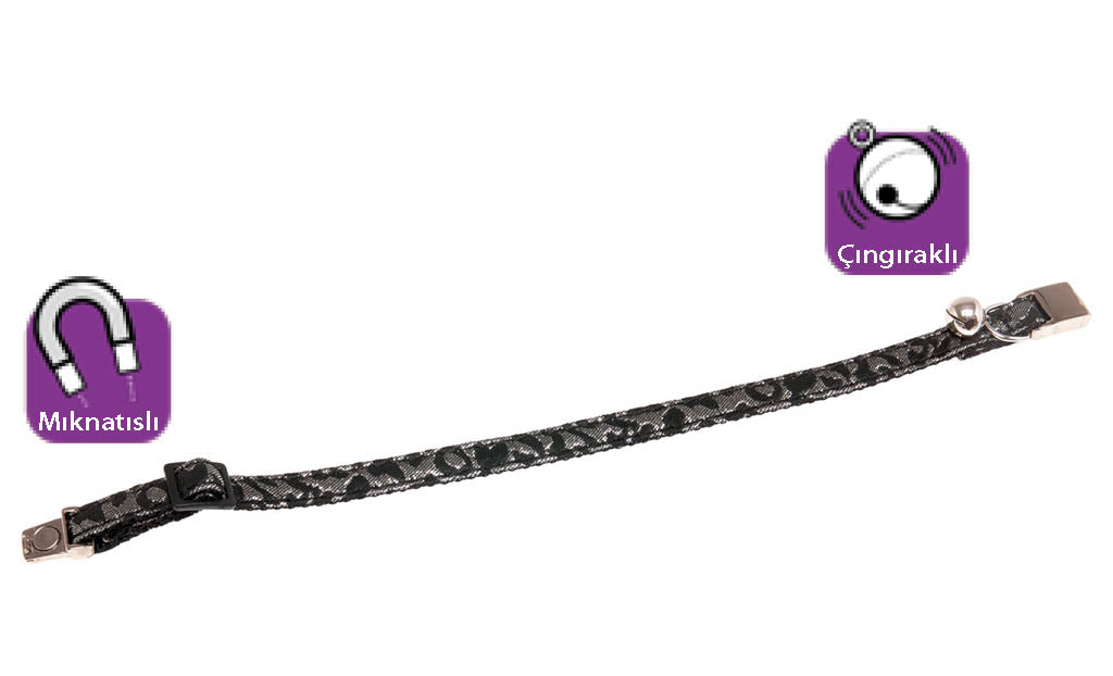 Karlie Manyetik Kedi Tasması 30 Cm  Siyah-Gümüş