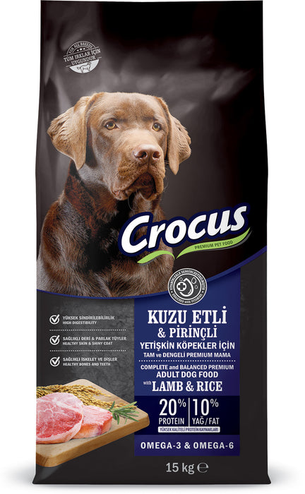 Crocus Kuzu Etli Pirinçli Yetişkin Köpek Maması 15 Kg