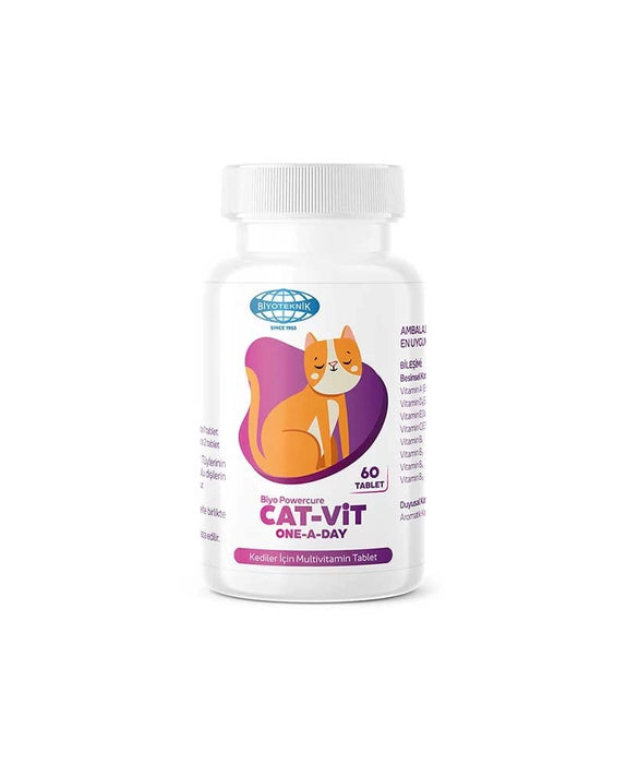 Biyoteknik Cat-Vit One A Day Kediler için Multivitamin 60 Tablet