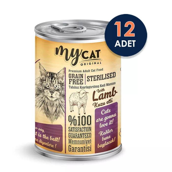 Mycat Pate Tahılsız Sterilised Kuzu Etli Kedi Konservesi 400gr x 12 Adet