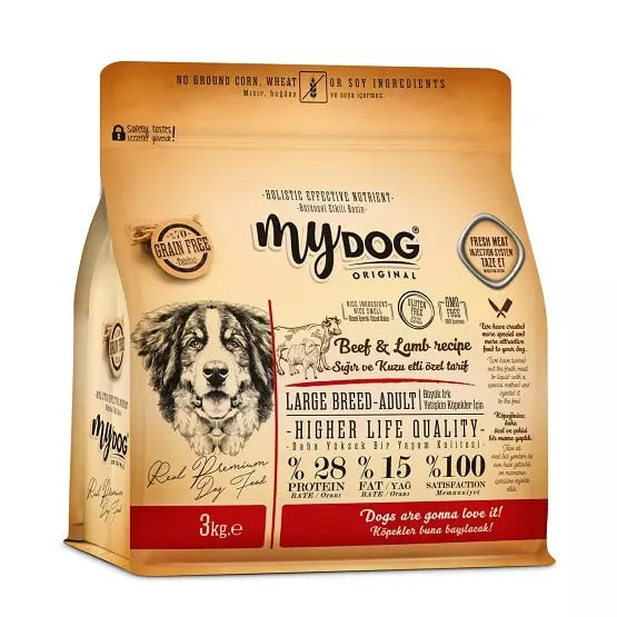 Mydog Low Grain Sığır Ve Kuzu Etli Large Breed-Büyük Irk Yetişkin Köpek Maması 3 kg